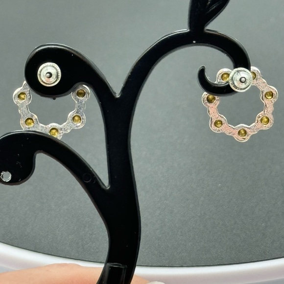 Sterling Silver Plated Halo Crystal Post Earrings Made With Swarovski Crystals - Picture 3 of 4